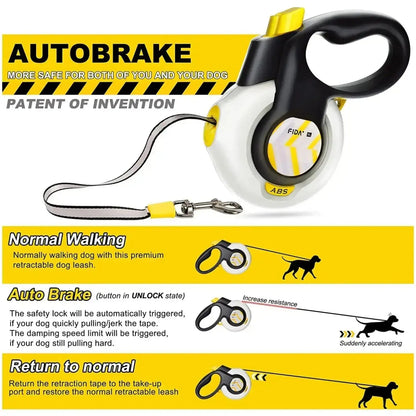 Fida Autobrake Retractable Dog Leash - 16 Ft Heavy Duty No Pull Design for Large & Medium Dogs, Tangle Free One-Hand Control with Soft Grip #PetLovers #SummerVibes