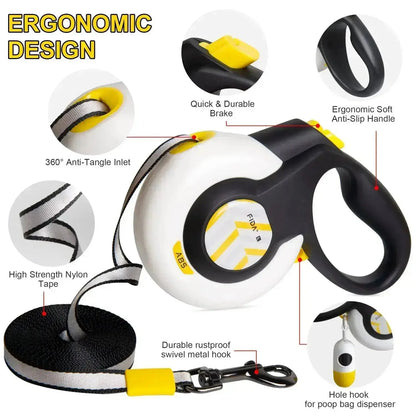 Fida Autobrake Retractable Dog Leash - 16 Ft Heavy Duty No Pull Design for Large & Medium Dogs, Tangle Free One-Hand Control with Soft Grip #PetLovers #SummerVibes