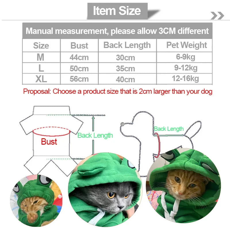 Cute Frog Hoodie for Pets